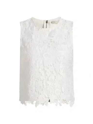 ALICE + OLIVIA Women's Amal Lace Tank - Off White | Thumbnail 1 ALICE + OLIVIA Women's Amal Lace Tank - Off White | Thumbnail 1