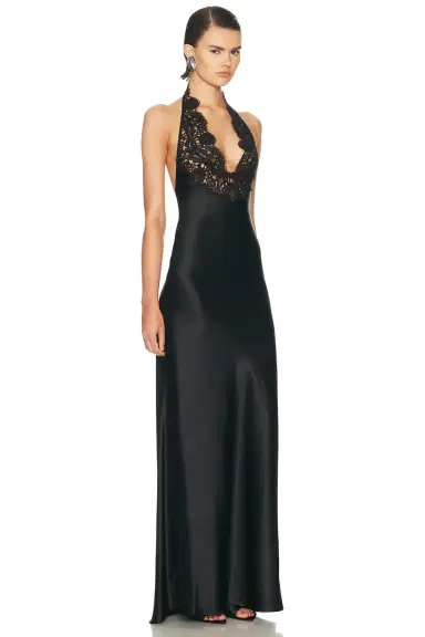 NILI LOTAN Noemi Lace Halter Gown | Thumbnail 2 NILI LOTAN Noemi Lace Halter Gown | Thumbnail 2