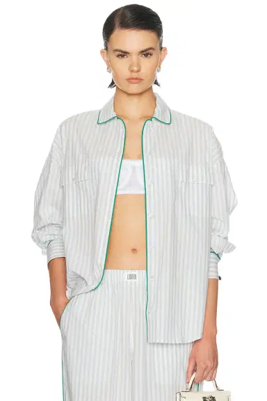Lunya Airy Cotton Piped Button Down Shirt | Thumbnail 1 Lunya Airy Cotton Piped Button Down Shirt | Thumbnail 1