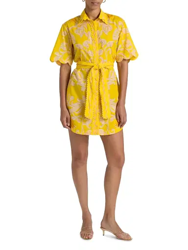 Poupette St Barth Women's Wes Floral Cotton Mini-Shirtdress - Yellow Ritual | Thumbnail 2 Poupette St Barth Women's Wes Floral Cotton Mini-Shirtdress - Yellow Ritual | Thumbnail 2