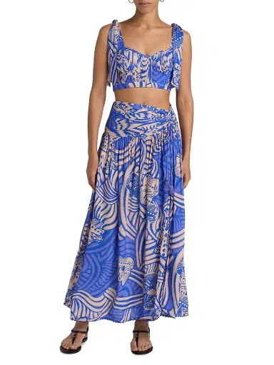Poupette St Barth Women's Carla Floral Bustier Top - Blue Japonism | Thumbnail 2 Poupette St Barth Women's Carla Floral Bustier Top - Blue Japonism | Thumbnail 2