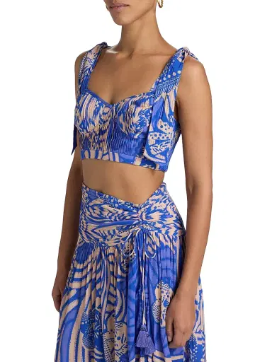 Poupette St Barth Women's Carla Floral Bustier Top - Blue Japonism | Thumbnail 4 Poupette St Barth Women's Carla Floral Bustier Top - Blue Japonism | Thumbnail 4