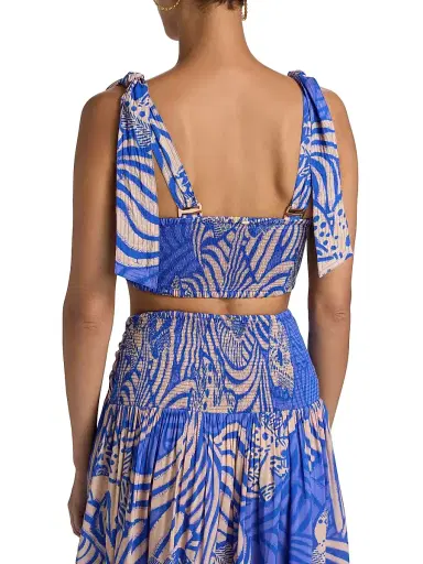 Poupette St Barth Women's Carla Floral Bustier Top - Blue Japonism | Thumbnail 5 Poupette St Barth Women's Carla Floral Bustier Top - Blue Japonism | Thumbnail 5