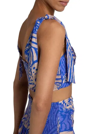 Poupette St Barth Women's Carla Floral Bustier Top - Blue Japonism | Thumbnail 6 Poupette St Barth Women's Carla Floral Bustier Top - Blue Japonism | Thumbnail 6