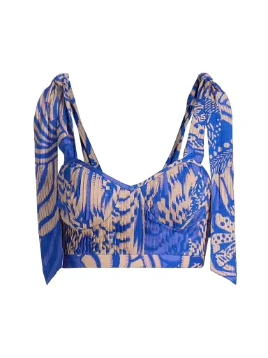 Poupette St Barth Women's Carla Floral Bustier Top - Blue Japonism | Thumbnail 1 Poupette St Barth Women's Carla Floral Bustier Top - Blue Japonism | Thumbnail 1