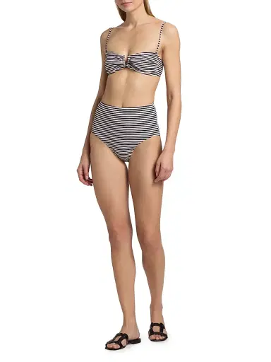 Nili Lotan Women's Striped Bandeau Bikini Top - Black Stripe | Thumbnail 2 Nili Lotan Women's Striped Bandeau Bikini Top - Black Stripe | Thumbnail 2