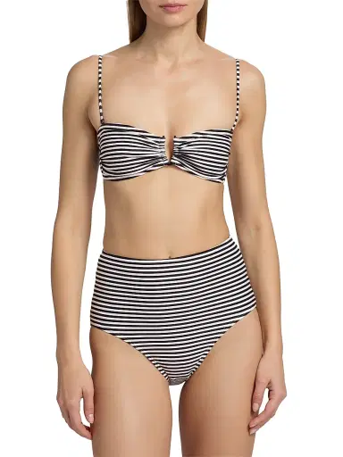 Nili Lotan Women's Striped Bandeau Bikini Top - Black Stripe | Thumbnail 3 Nili Lotan Women's Striped Bandeau Bikini Top - Black Stripe | Thumbnail 3