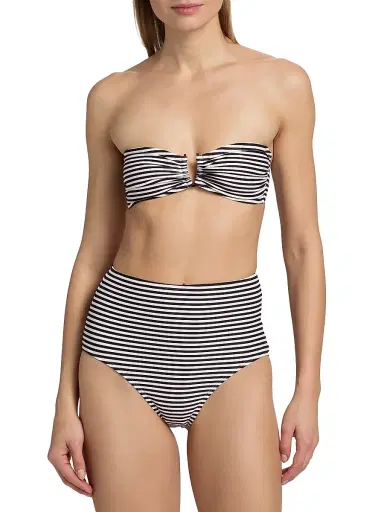 Nili Lotan Women's Striped Bandeau Bikini Top - Black Stripe | Thumbnail 5 Nili Lotan Women's Striped Bandeau Bikini Top - Black Stripe | Thumbnail 5