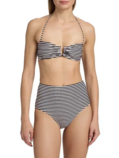 Nili Lotan Women's Striped Bandeau Bikini Top - Black Stripe | Thumbnail 6 Nili Lotan Women's Striped Bandeau Bikini Top - Black Stripe | Thumbnail 6