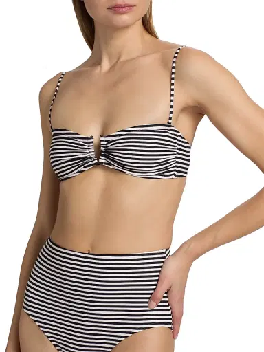 Nili Lotan Women's Striped Bandeau Bikini Top - Black Stripe | Thumbnail 8 Nili Lotan Women's Striped Bandeau Bikini Top - Black Stripe | Thumbnail 8