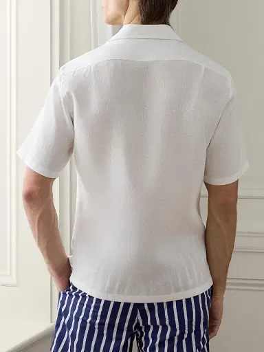 Ralph Lauren Purple Label Men's Linen Camp Shirt - Optic White | Thumbnail 4 Ralph Lauren Purple Label Men's Linen Camp Shirt - Optic White | Thumbnail 4