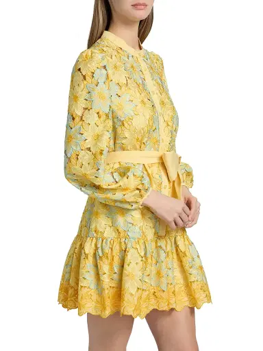 Milly Women's Nellie Bow-Detail Floral Lace Minidress | Thumbnail 4 Milly Women's Nellie Bow-Detail Floral Lace Minidress | Thumbnail 4