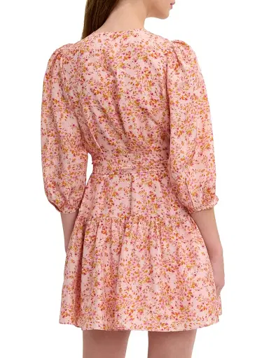 REBECCA TAYLOR Women's Bellamy Floral Silk Wrap Minidress - Pale Pink Multi - Size Large | Thumbnail 4 REBECCA TAYLOR Women's Bellamy Floral Silk Wrap Minidress - Pale Pink Multi - Size Large | Thumbnail 4