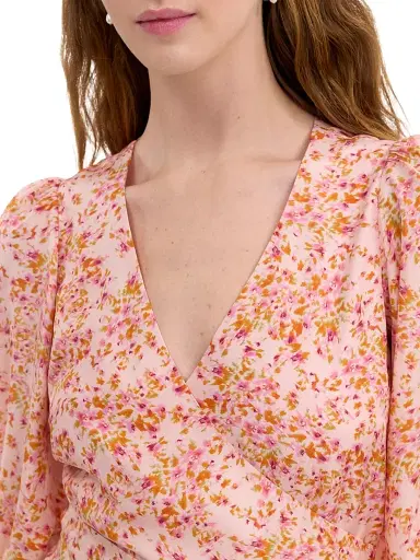 REBECCA TAYLOR Women's Bellamy Floral Silk Wrap Minidress - Pale Pink Multi - Size Large | Thumbnail 5 REBECCA TAYLOR Women's Bellamy Floral Silk Wrap Minidress - Pale Pink Multi - Size Large | Thumbnail 5