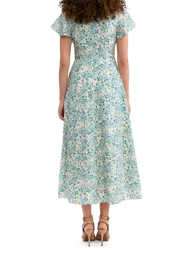 Rebecca Taylor Women's Bellamy Floral Silk A-Line Midi-Dress - Cream Multi | Thumbnail 4 Rebecca Taylor Women's Bellamy Floral Silk A-Line Midi-Dress - Cream Multi | Thumbnail 4
