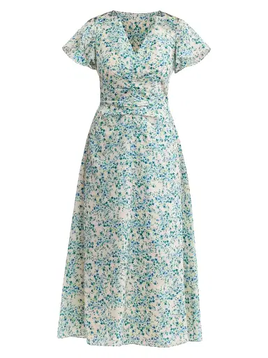 Rebecca Taylor Women's Bellamy Floral Silk A-Line Midi-Dress - Cream Multi | Thumbnail 1 Rebecca Taylor Women's Bellamy Floral Silk A-Line Midi-Dress - Cream Multi | Thumbnail 1