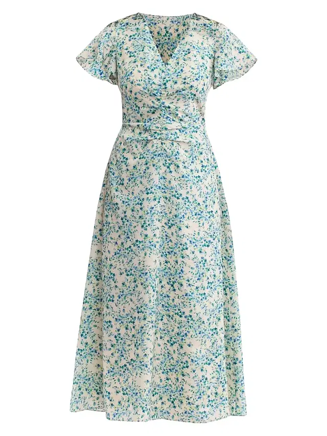 Women's Bellamy Floral Silk A-Line Midi-Dress - Cream Multi Women's Bellamy Floral Silk A-Line Midi-Dress - Cream Multi
