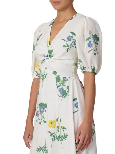 Shoshanna Women's Dodge Printed Knot Midi-Dress - Optic Multi | Thumbnail 4 Shoshanna Women's Dodge Printed Knot Midi-Dress - Optic Multi | Thumbnail 4
