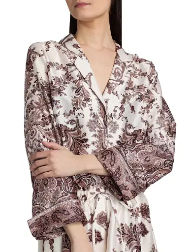 Kobi Halperin Women's Naomi Printed Twill Blouse - Natural Multi - Size Medium | Thumbnail 6 Kobi Halperin Women's Naomi Printed Twill Blouse - Natural Multi - Size Medium | Thumbnail 6