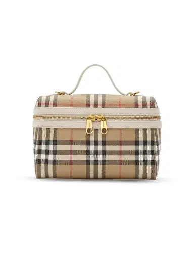 Burberry Women's Signature Check Leather Vanity Case - Soap | Thumbnail 1 Burberry Women's Signature Check Leather Vanity Case - Soap | Thumbnail 1