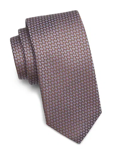 Canali Men's Geometric Woven Silk Tie - Brown Blue | Thumbnail 1 Canali Men's Geometric Woven Silk Tie - Brown Blue | Thumbnail 1