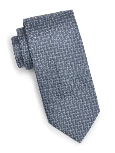 Canali Men's Basket-Weave Jacquard Silk Tie - Light Blue | Thumbnail 1 Canali Men's Basket-Weave Jacquard Silk Tie - Light Blue | Thumbnail 1