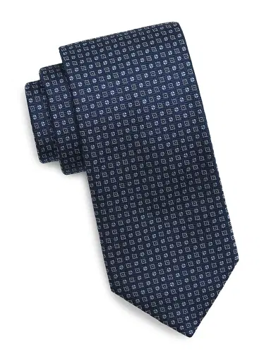Canali Men's Circles & Squares Micro-Medallion Silk Tie - Blue | Thumbnail 1 Canali Men's Circles & Squares Micro-Medallion Silk Tie - Blue | Thumbnail 1