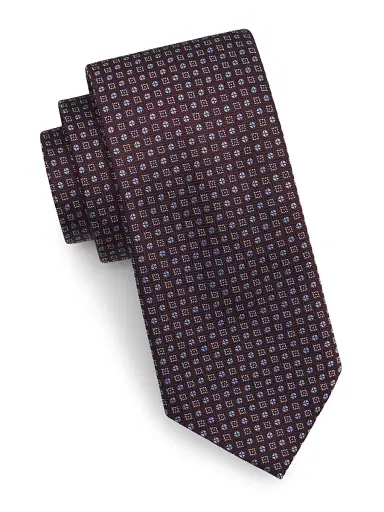 Canali Men's Geometric Woven Silk Tie | Thumbnail 1 Canali Men's Geometric Woven Silk Tie | Thumbnail 1