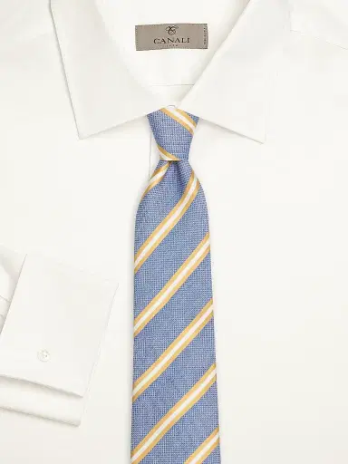 Canali Men's Repp Stripe Silk Tie | Thumbnail 2 Canali Men's Repp Stripe Silk Tie | Thumbnail 2