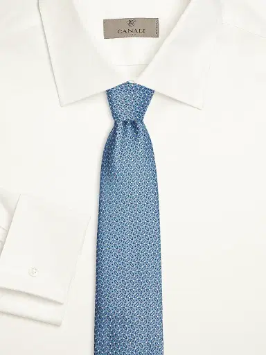 Canali Men's Geometric Silk Tie - Blue | Thumbnail 2 Canali Men's Geometric Silk Tie - Blue | Thumbnail 2