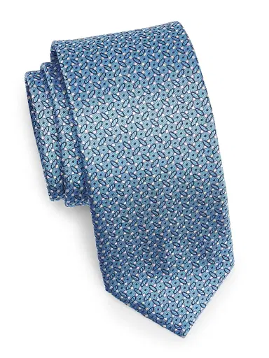 Canali Men's Geometric Silk Tie - Blue | Thumbnail 1 Canali Men's Geometric Silk Tie - Blue | Thumbnail 1