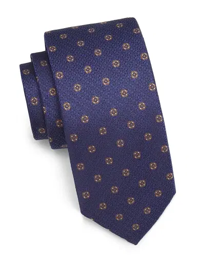 Canali Men's Textured Medallion Silk Tie - Blue | Thumbnail 1 Canali Men's Textured Medallion Silk Tie - Blue | Thumbnail 1