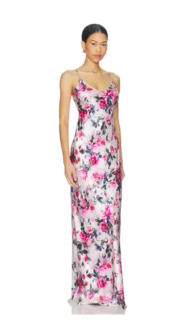 L'AGENCE Serita Maxi V Neck Bias Dress | Thumbnail 2 L'AGENCE Serita Maxi V Neck Bias Dress | Thumbnail 2