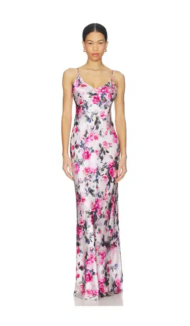 L'AGENCE Serita Maxi V Neck Bias Dress | Thumbnail 1 L'AGENCE Serita Maxi V Neck Bias Dress | Thumbnail 1