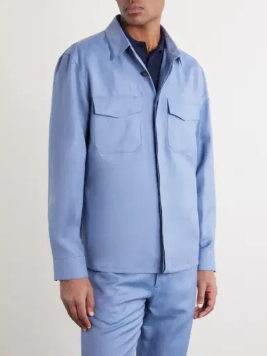 Canali Wool and Linen-Blend Twill Shirt - Men | Thumbnail 3 Canali Wool and Linen-Blend Twill Shirt - Men | Thumbnail 3
