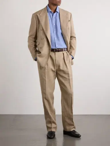 Ralph Lauren Purple Label Double-Breasted Linen, Cotton and Silk-Blend Suit Jacket - Men | Thumbnail 2 Ralph Lauren Purple Label Double-Breasted Linen, Cotton and Silk-Blend Suit Jacket - Men | Thumbnail 2