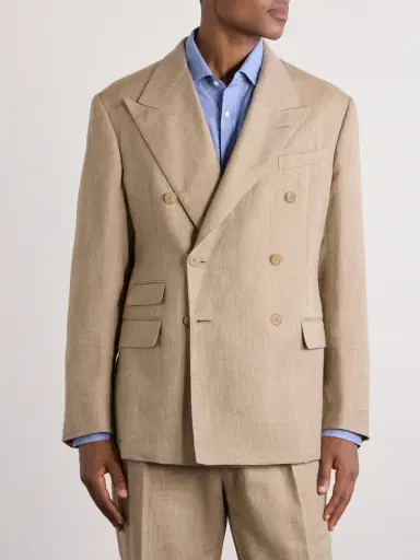 Ralph Lauren Purple Label Double-Breasted Linen, Cotton and Silk-Blend Suit Jacket - Men | Thumbnail 3 Ralph Lauren Purple Label Double-Breasted Linen, Cotton and Silk-Blend Suit Jacket - Men | Thumbnail 3