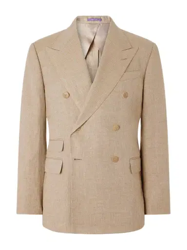 Ralph Lauren Purple Label Double-Breasted Linen, Cotton and Silk-Blend Suit Jacket - Men | Thumbnail 1 Ralph Lauren Purple Label Double-Breasted Linen, Cotton and Silk-Blend Suit Jacket - Men | Thumbnail 1