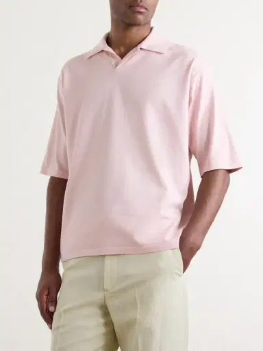 Auralee Knitted Silk Polo Shirt - Men | Thumbnail 3 Auralee Knitted Silk Polo Shirt - Men | Thumbnail 3