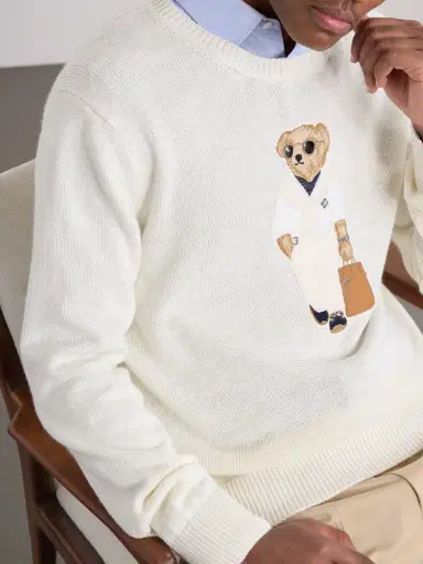 Ralph Lauren Purple Label Polo Bear Logo-Appliquéd Leather-Trimmed Knitted Silk and Linen-Blend Sweater - Men | Thumbnail 5 Ralph Lauren Purple Label Polo Bear Logo-Appliquéd Leather-Trimmed Knitted Silk and Linen-Blend Sweater - Men | Thumbnail 5