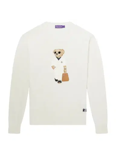 Ralph Lauren Purple Label Polo Bear Logo-Appliquéd Leather-Trimmed Knitted Silk and Linen-Blend Sweater - Men | Thumbnail 1 Ralph Lauren Purple Label Polo Bear Logo-Appliquéd Leather-Trimmed Knitted Silk and Linen-Blend Sweater - Men | Thumbnail 1