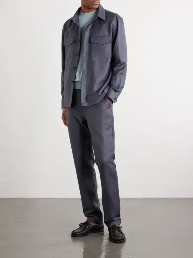 Canali Wool and Linen-Blend Twill Shirt - Men | Thumbnail 2 Canali Wool and Linen-Blend Twill Shirt - Men | Thumbnail 2