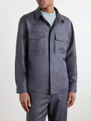 Canali Wool and Linen-Blend Twill Shirt - Men | Thumbnail 3 Canali Wool and Linen-Blend Twill Shirt - Men | Thumbnail 3