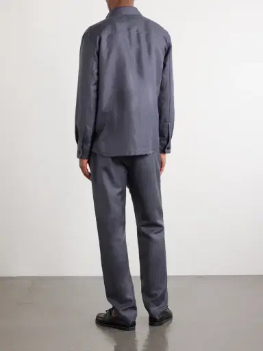 Canali Wool and Linen-Blend Twill Shirt - Men | Thumbnail 4 Canali Wool and Linen-Blend Twill Shirt - Men | Thumbnail 4