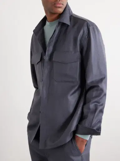 Canali Wool and Linen-Blend Twill Shirt - Men | Thumbnail 5 Canali Wool and Linen-Blend Twill Shirt - Men | Thumbnail 5