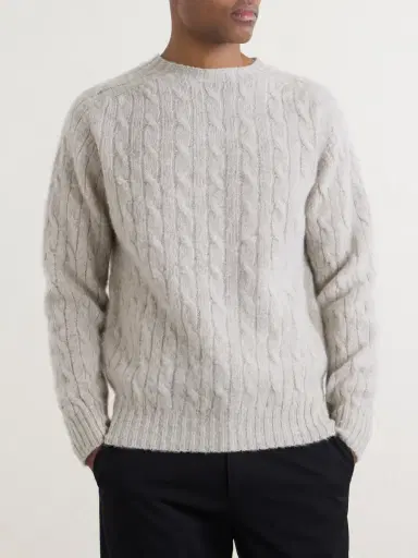 Drake's Cable-Knit Virgin Wool Sweater - Men | Thumbnail 3 Drake's Cable-Knit Virgin Wool Sweater - Men | Thumbnail 3