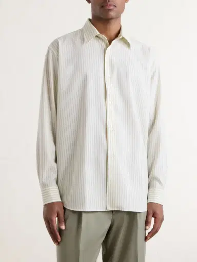 Auralee Striped Wool-Poplin Shirt - Men | Thumbnail 3 Auralee Striped Wool-Poplin Shirt - Men | Thumbnail 3