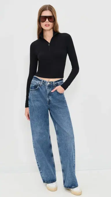 James Perse Cropped Long Sleeve Half Zip Black 3 | Thumbnail 5 James Perse Cropped Long Sleeve Half Zip Black 3 | Thumbnail 5