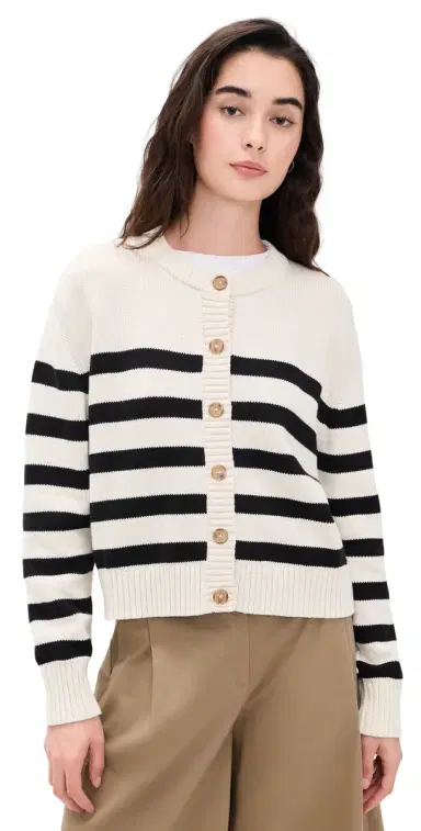 Jenni Kayne Mirren triped Cardigan /Black Stripe | Thumbnail 1 Jenni Kayne Mirren triped Cardigan /Black Stripe | Thumbnail 1