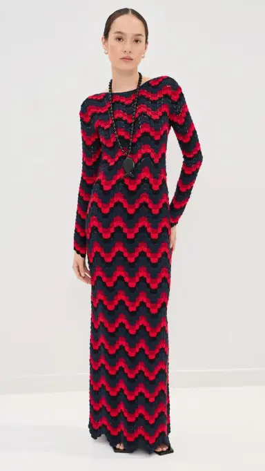 ESCVDO Ursula Crochet Maxi Dress Red/Navy | Thumbnail 3 ESCVDO Ursula Crochet Maxi Dress Red/Navy | Thumbnail 3